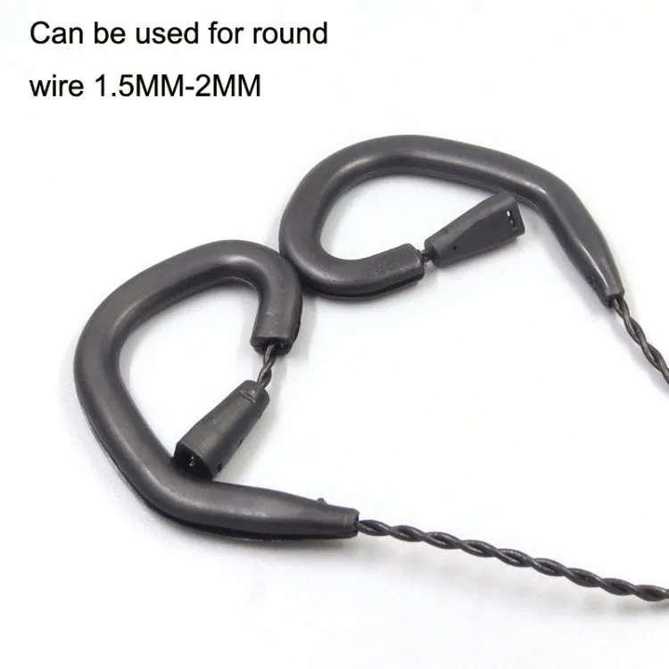 100pcs Silicone Bluetooth Ear Hook 1.5-2mm Round Line Universal Human Memory Hanging Ear(Black)