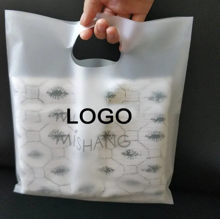 20 Pcs Custom Shopping Bags with Logo for Boutique - Transparent Personalized Plastic Bags with Logo Custom Merchandise Bags for Business