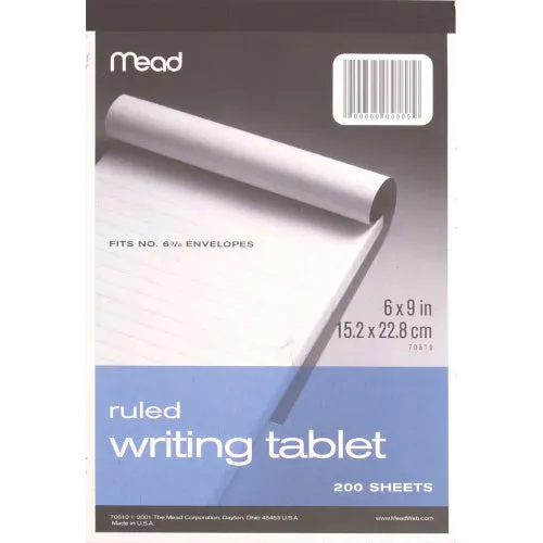 200-Sheet 6x9 Ruled Writing Tablet 70610