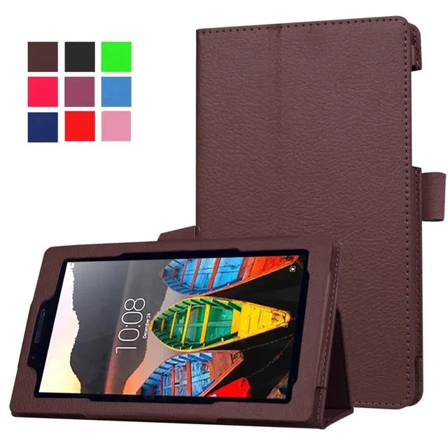 2016 Newest Litchi Grain Stand PU Leather Case For Lenovo tab 3 7.0 710 essential tab3 710F Tablet Case Flip Cover  film stylus