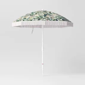 6.5'x6.5' Outdoor Patio Beach Umbrella with Boho Fringe Tropical Green - Threshold