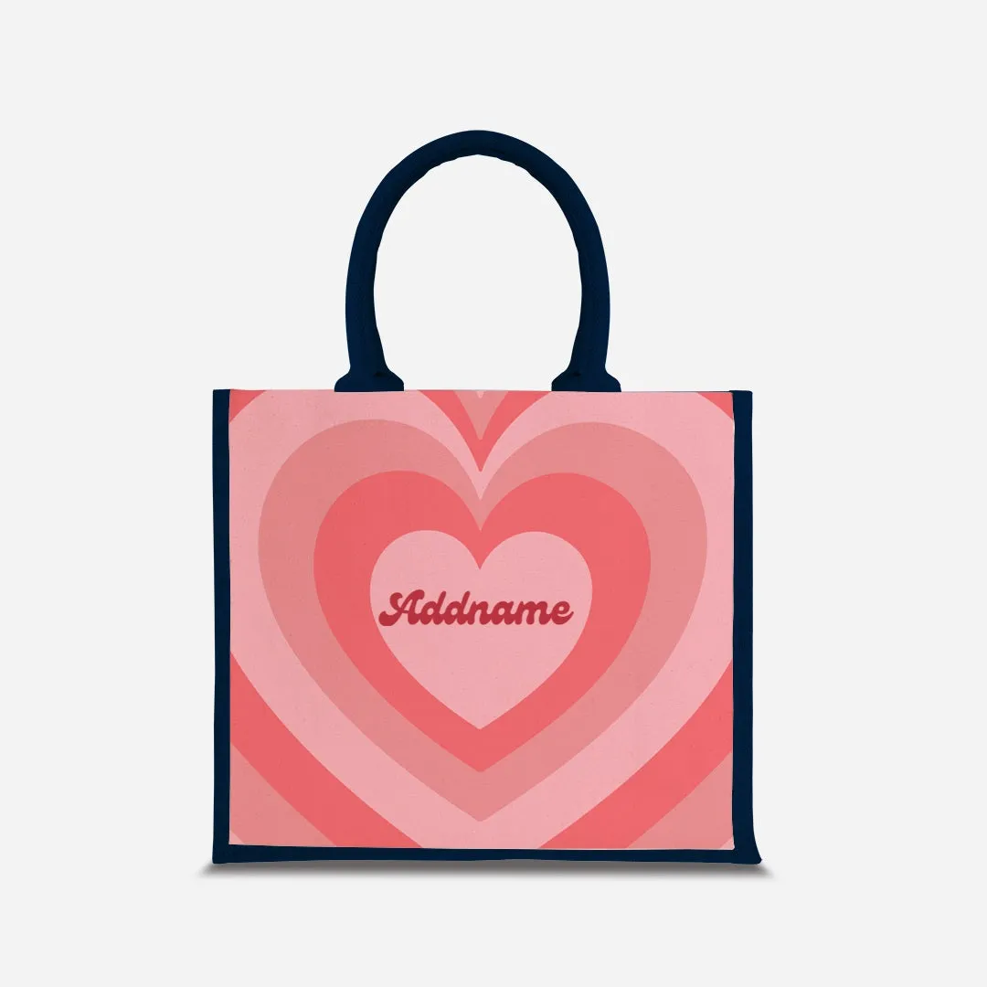 Affection Series Half Lining Jute Bag - Blossom Navy