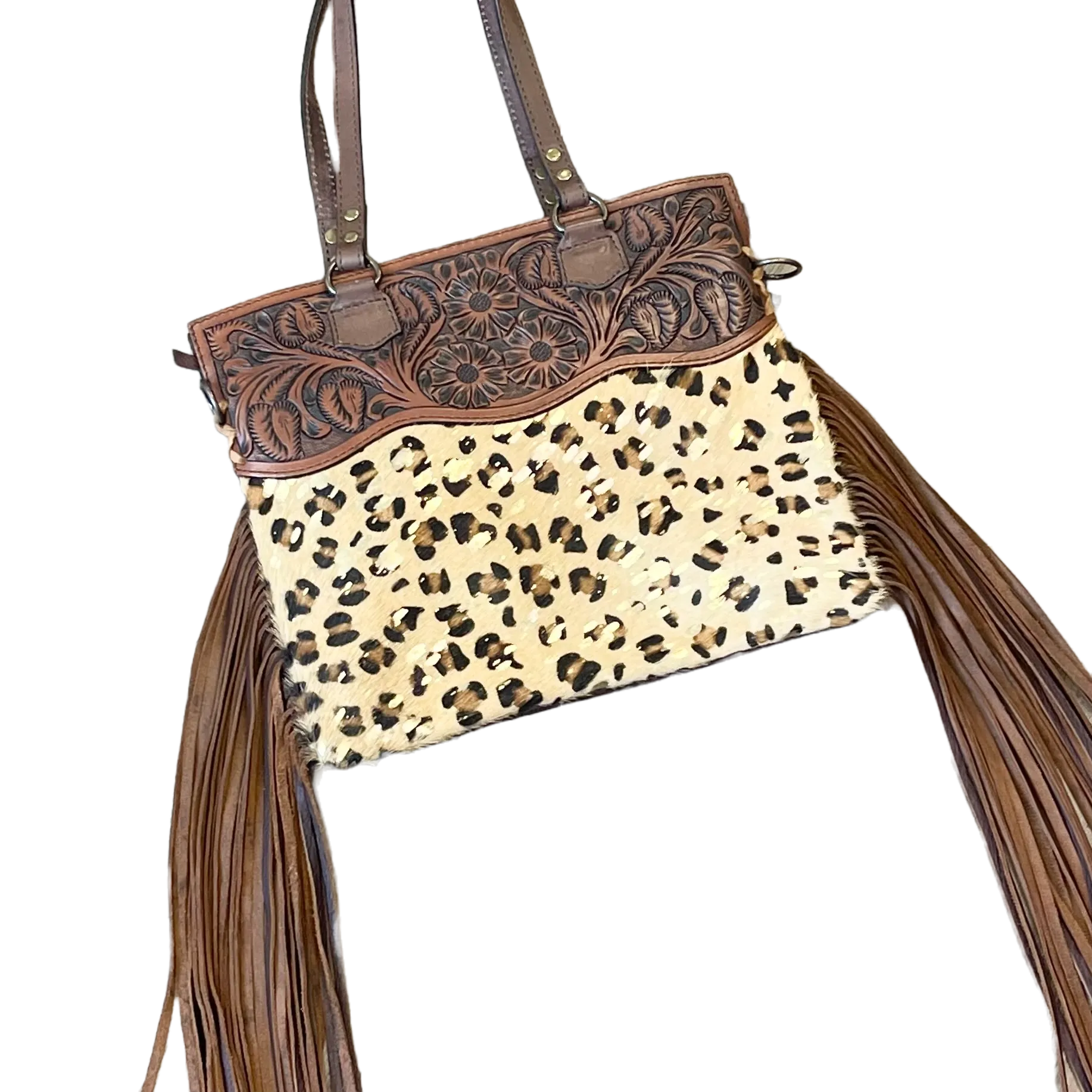 American Darling Cheetah & Gold Acid Wash Leather Bag ADBGS144CHEGO