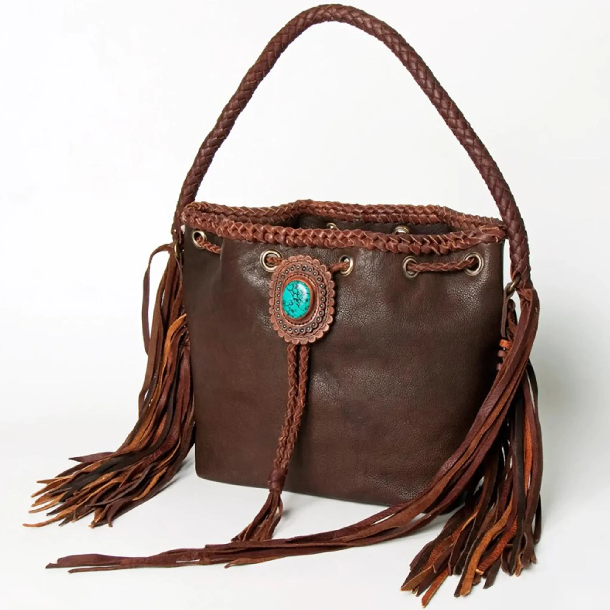 American Darling Chocolate Braided Leather Bag