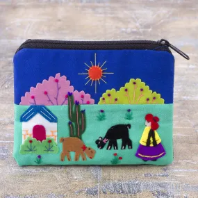 Applique Multicolor Coin Purse from Peru - Andean Sunshine | NOVICA