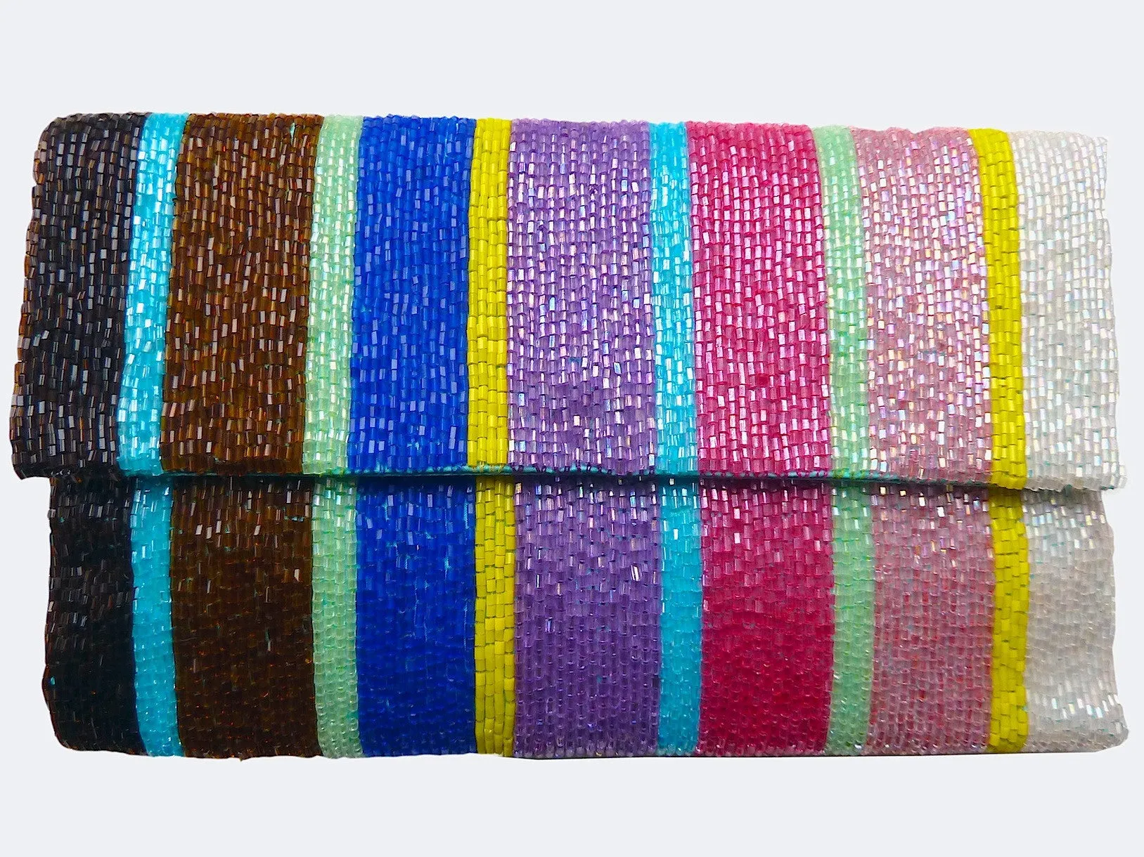 Beaded Envelope Clutch Bag Bright Stripes