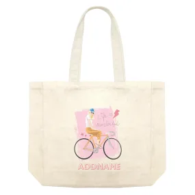 Beautiful Chic Life Is Wonderful Bicycle with Addname Shopping Bag