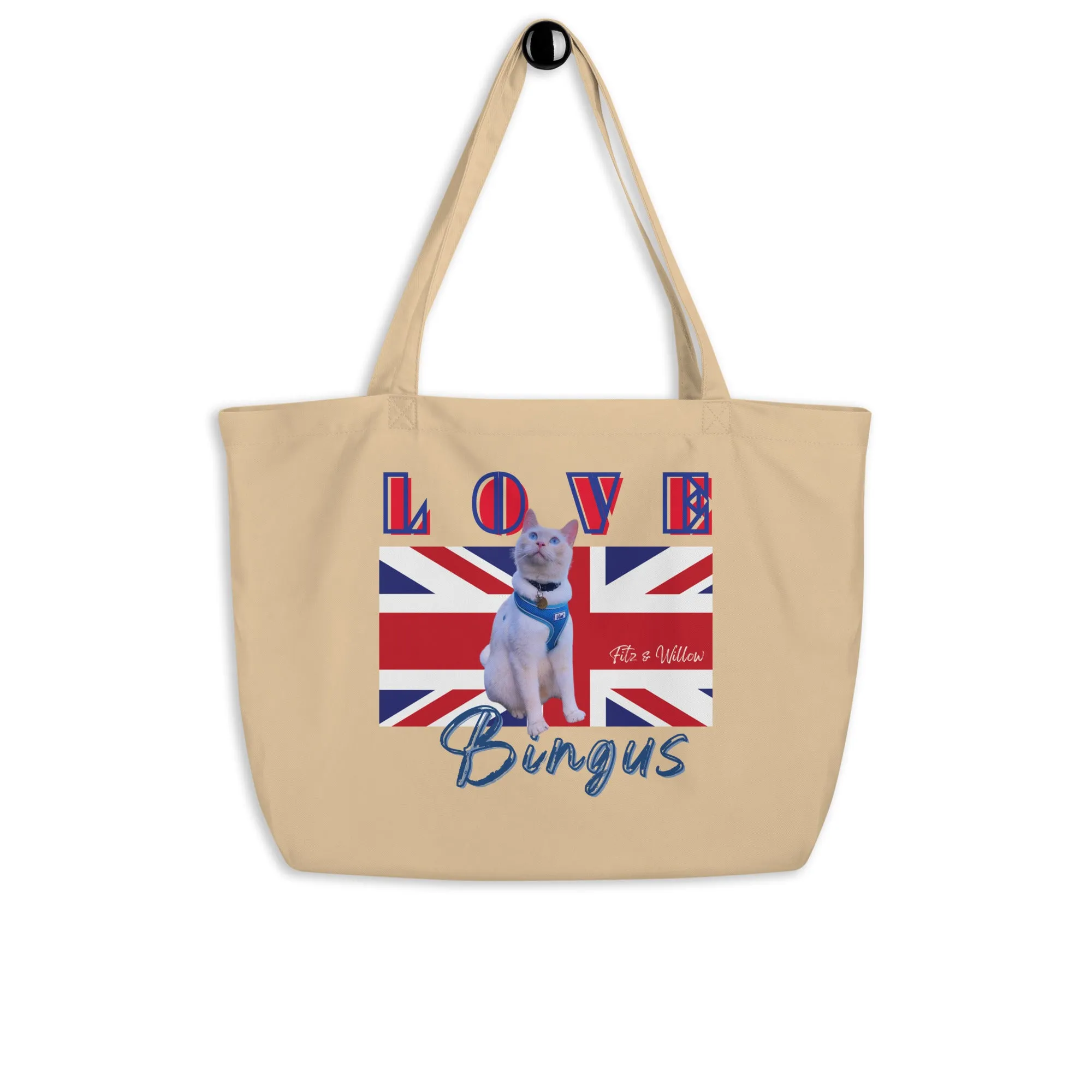 Bingus, the Siamese cat, Large organic tote bag