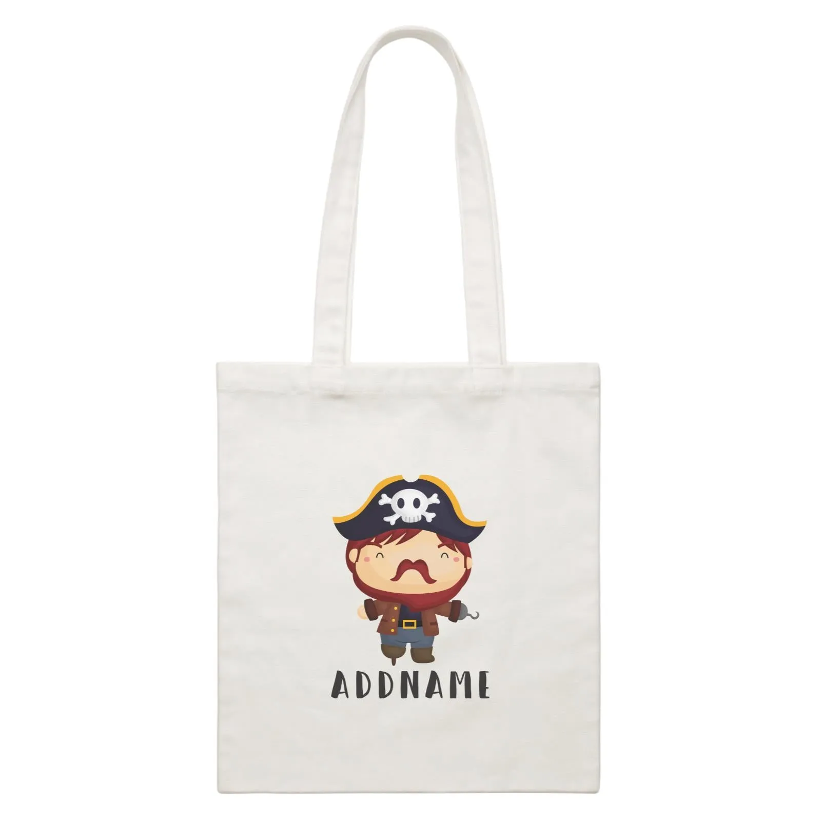 Birthday Pirate Happy Captain Boy Addname White Canvas Bag