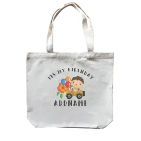 Birthday Safari Explorer Boy Driving Jeep Car It's My Birthday Addname Canvas Bag