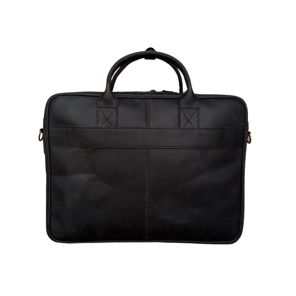 Black Leather Briefcase Laptop Bag, 15 & 16 Inches Laptop Bag