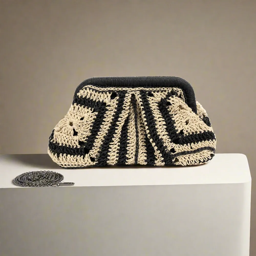 Black Raffia Clutch