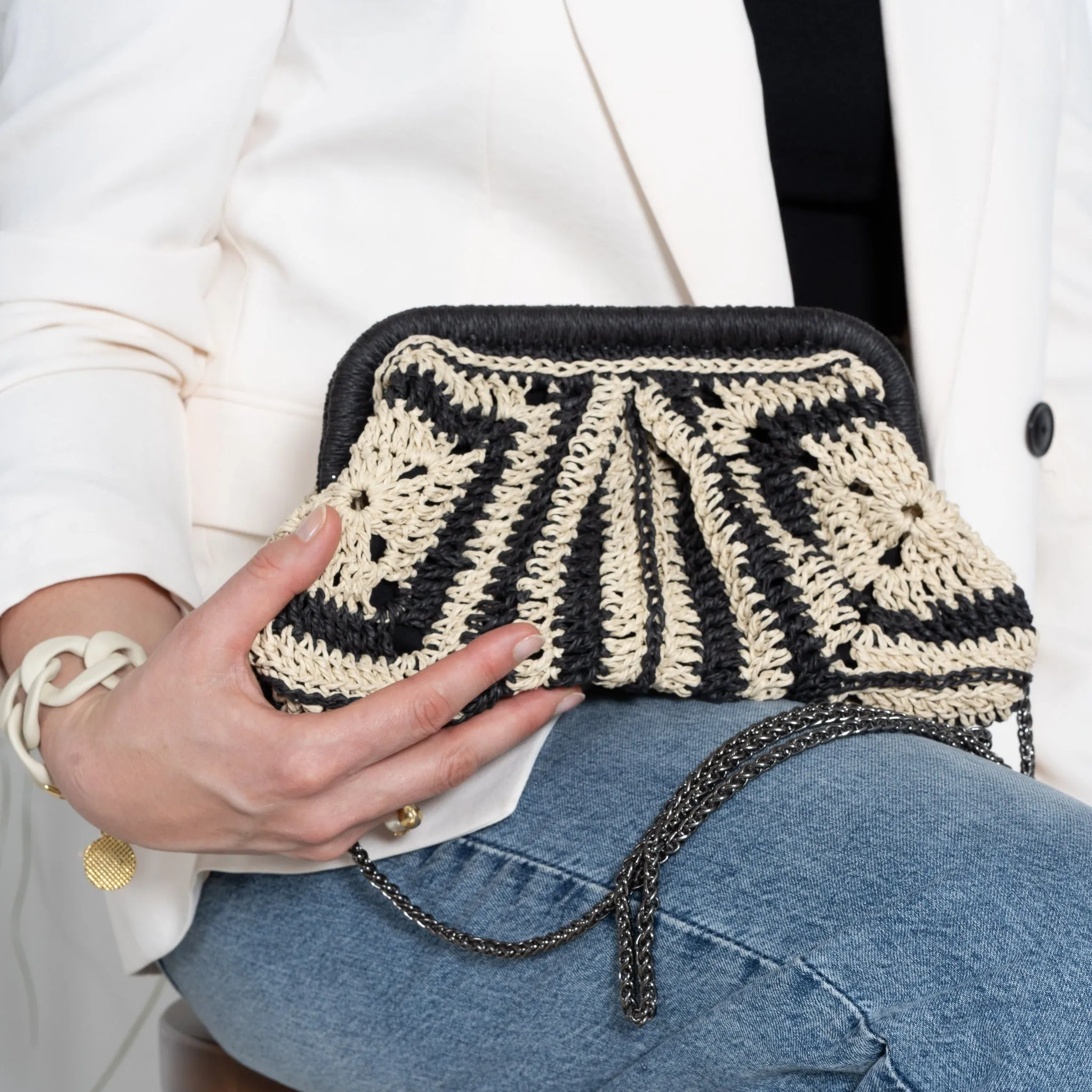 Black Raffia Clutch