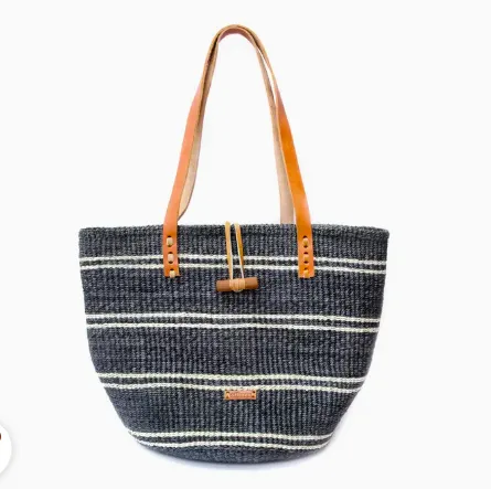 Blue Striped Sisal Bag