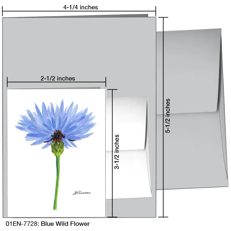 Blue Wild Flower Stem, Greeting Card (7728)