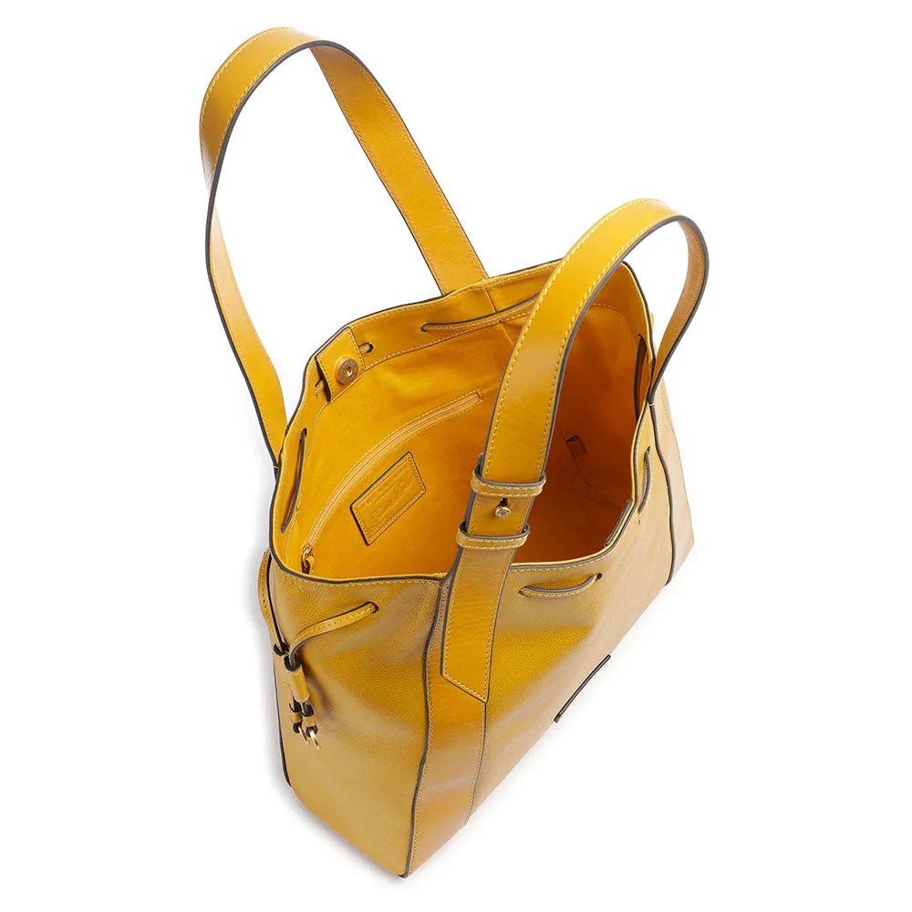 Borsa Donna Shopper Verticale THE BRIDGE linea Carlotta in Pelle Giallo Mais