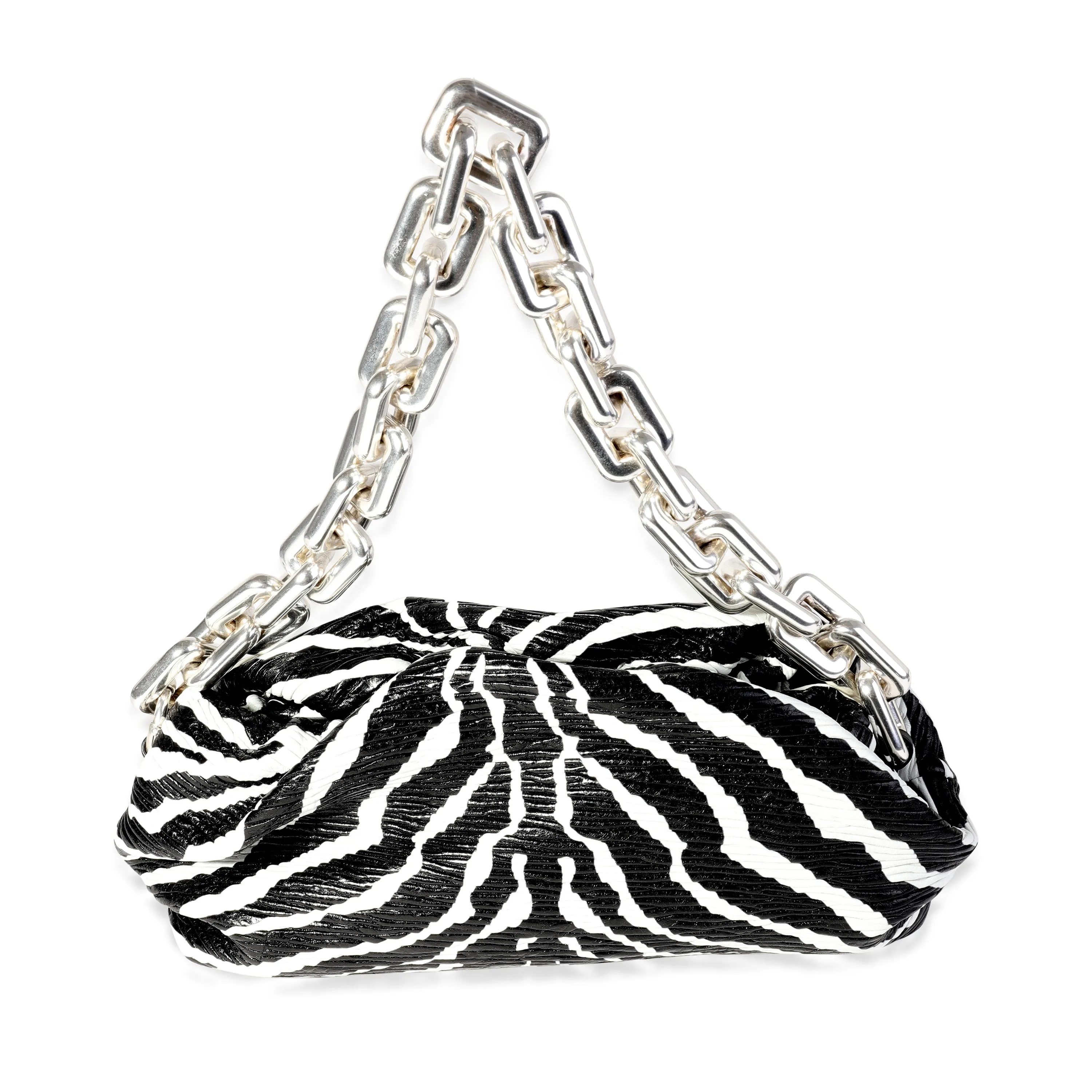 Bottega Veneta Black & White Zebra Calfskin Chain Pouch