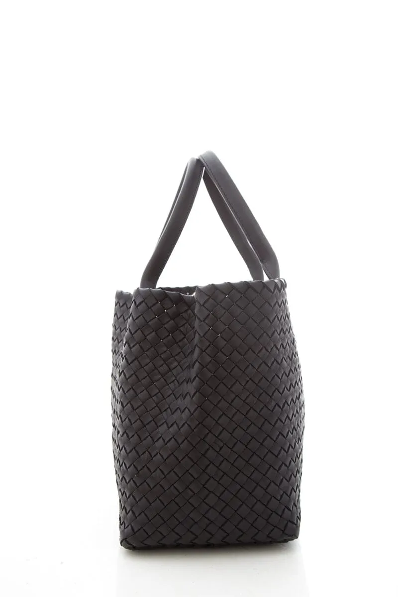 Bottega Veneta Black Cabat Intrecciato Leather Tote