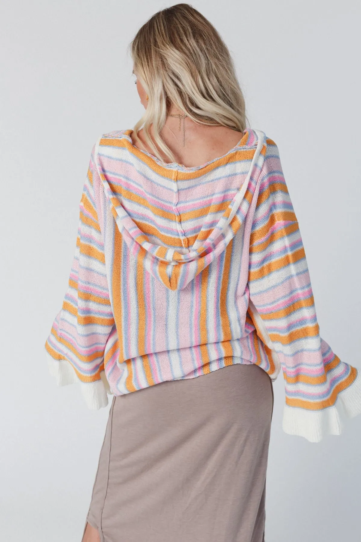 Brightside Striped Knit Hoodie Top - Multi