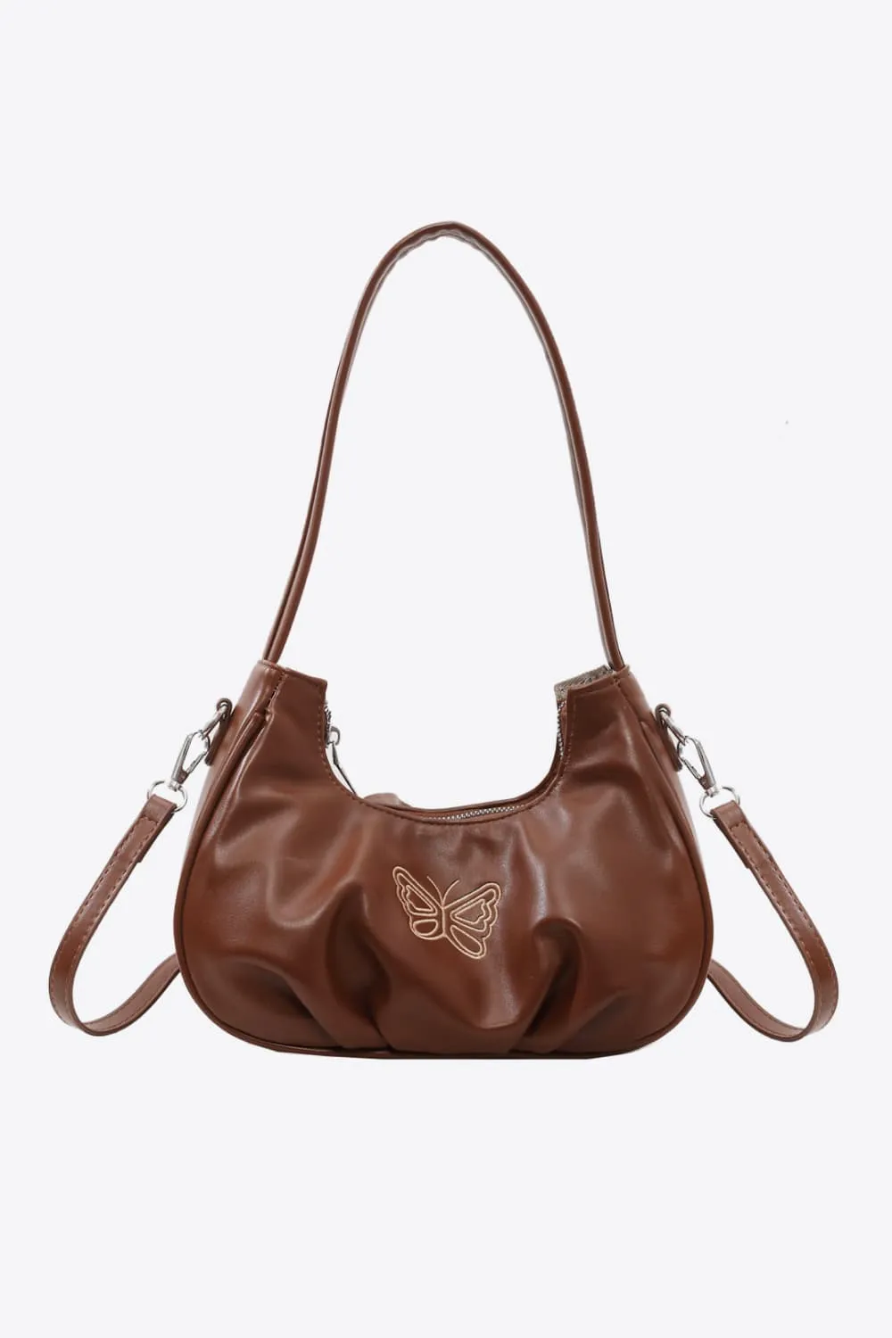 Butterfly Purse Graphic PU Leather Shoulder Bag Trending Fashion Slouchy Boho Handbag Short and Long Handle