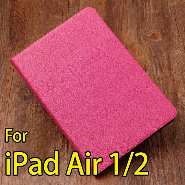 Buy one get one screen film for iPad air2 1 case smart cover for iPad 4 2 3 Fashion PU Wood Grain Leather 2017 free shipping AKR