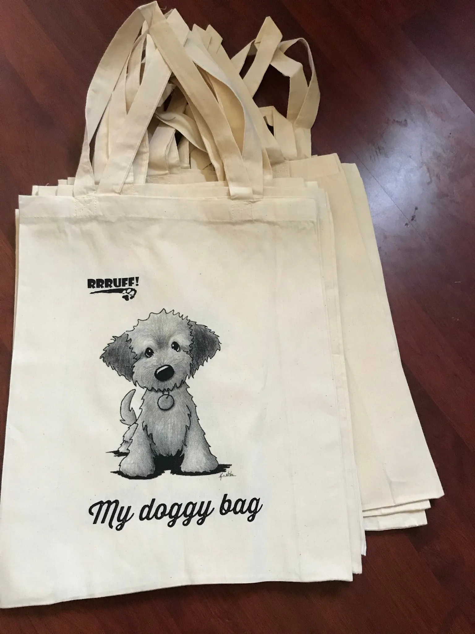 Calico tote bag book bag shopping bag oodle puppy doggy bag birthday gift