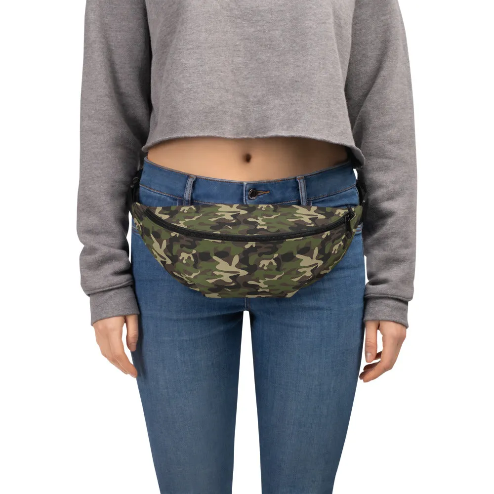 Camo Fanny Pack, Green Camouflage Waist Belt Bag Crossbody Women Men Hip Bum Shoulder Festival Waterproof