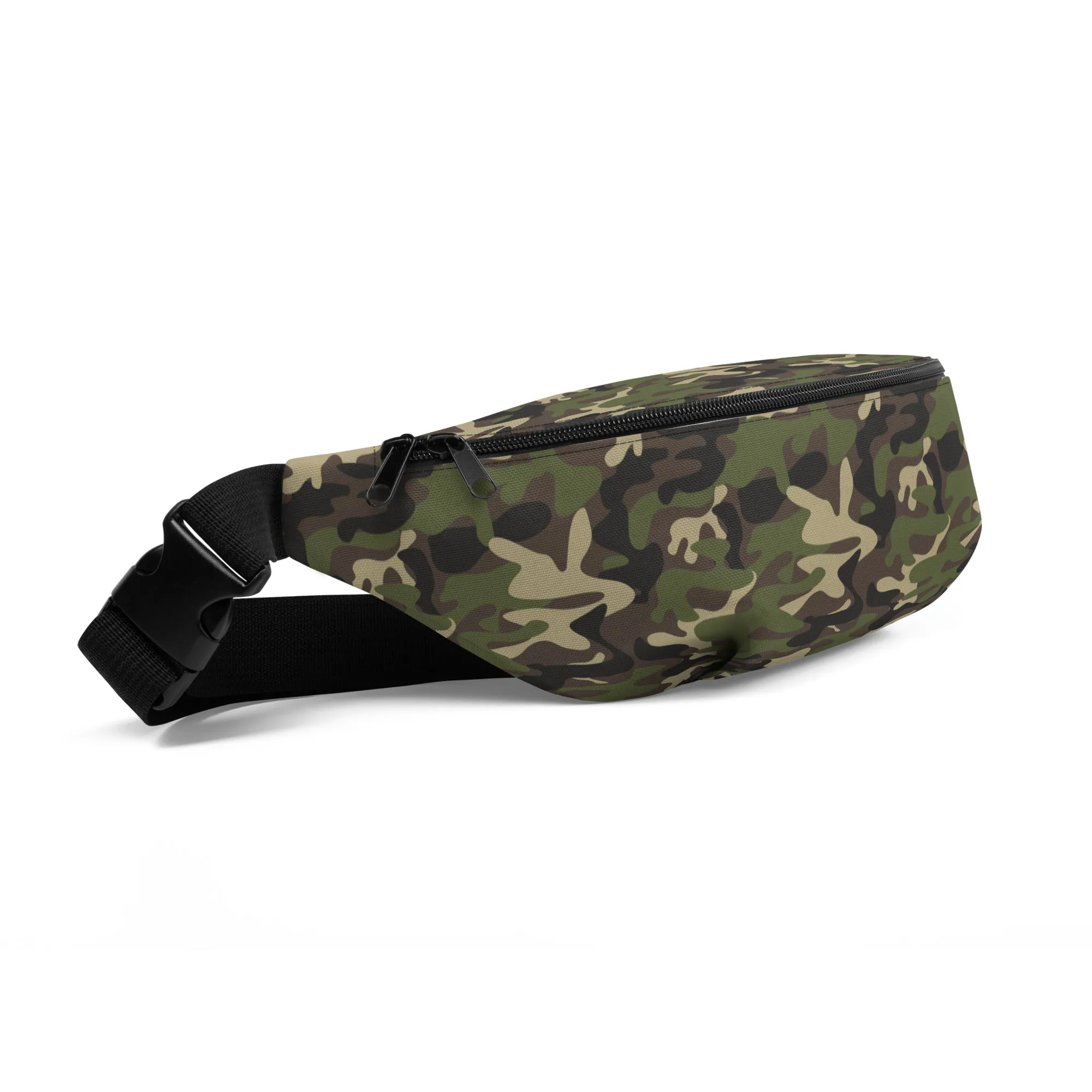 Camo Fanny Pack, Green Camouflage Waist Belt Bag Crossbody Women Men Hip Bum Shoulder Festival Waterproof