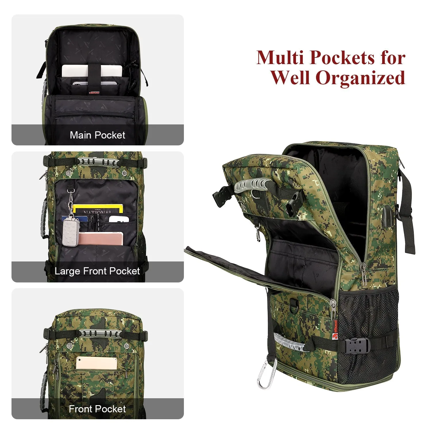 Camo Nylon Travel Backpack for Men