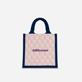 Checkered Series Half Lining Lunch Bag  - Purple Navy