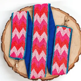 Chevron Beaded Purse Strap in Pink/Orange Mix