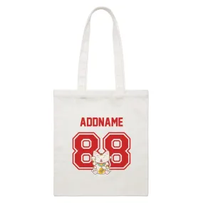 Chinese New Year Lucky 88 Cat Red Pattern Name and Number Accessories Canvas Bag