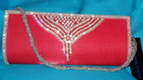 Clutch 2724 Red Tussar Wedding Wear Clutch Purse Shieno Sarees