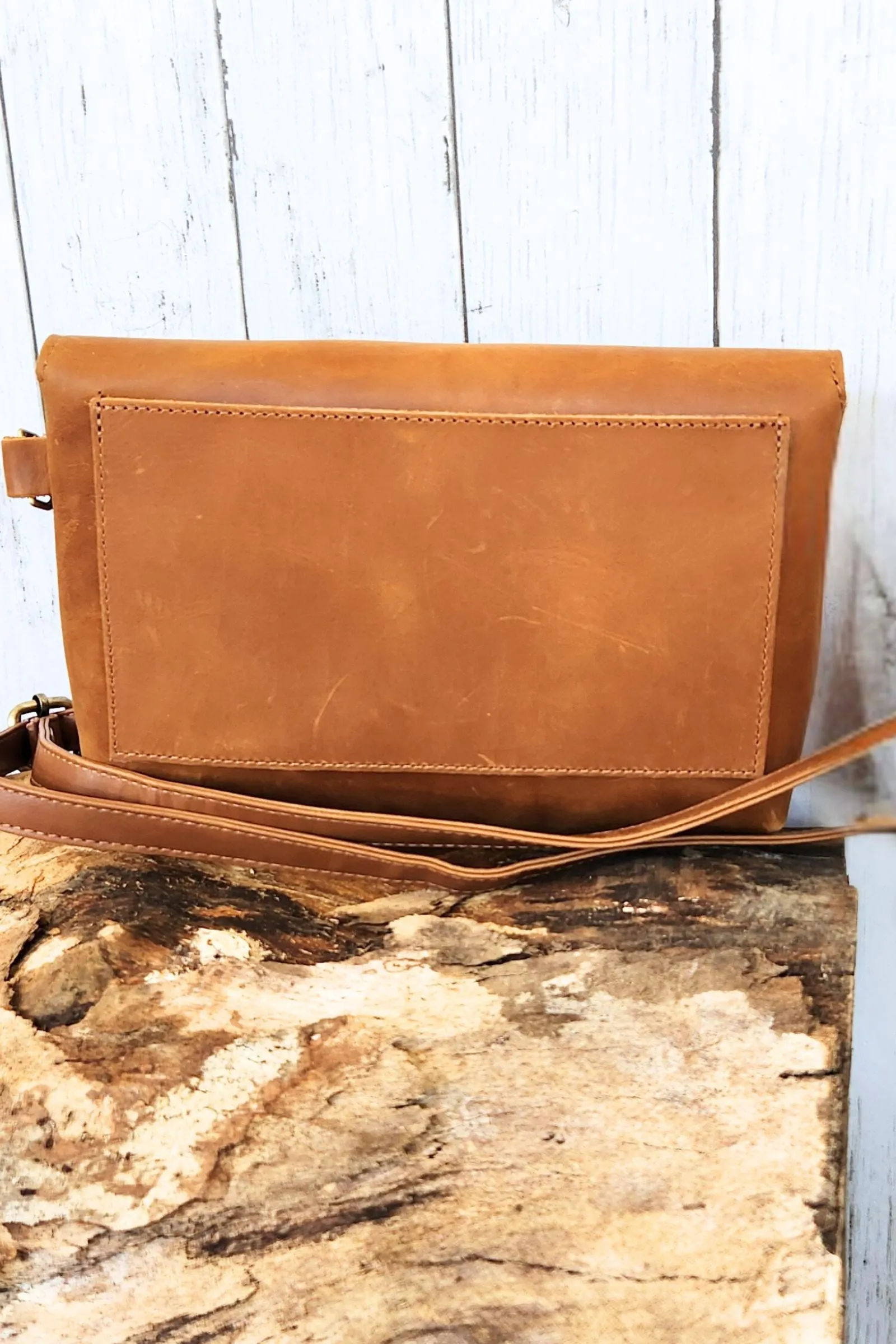 Crazy Horse Light Brown Leather Crossbody Bag