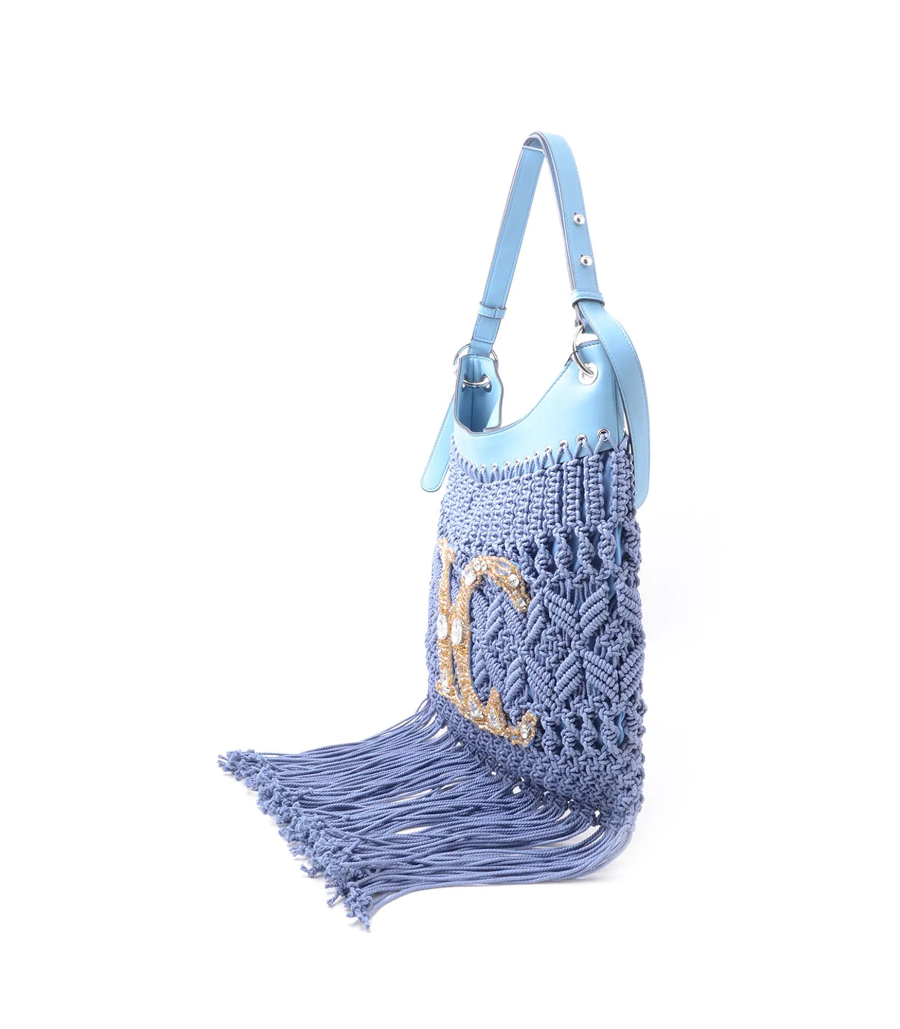 Crossroads Fringe Bag   Embroid Weaving Cotton - Jeans