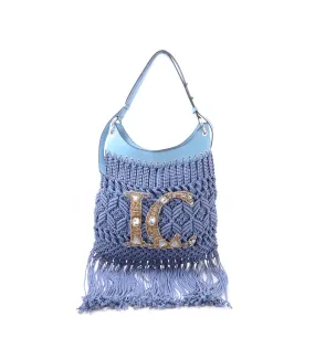 Crossroads Fringe Bag   Embroid Weaving Cotton - Jeans