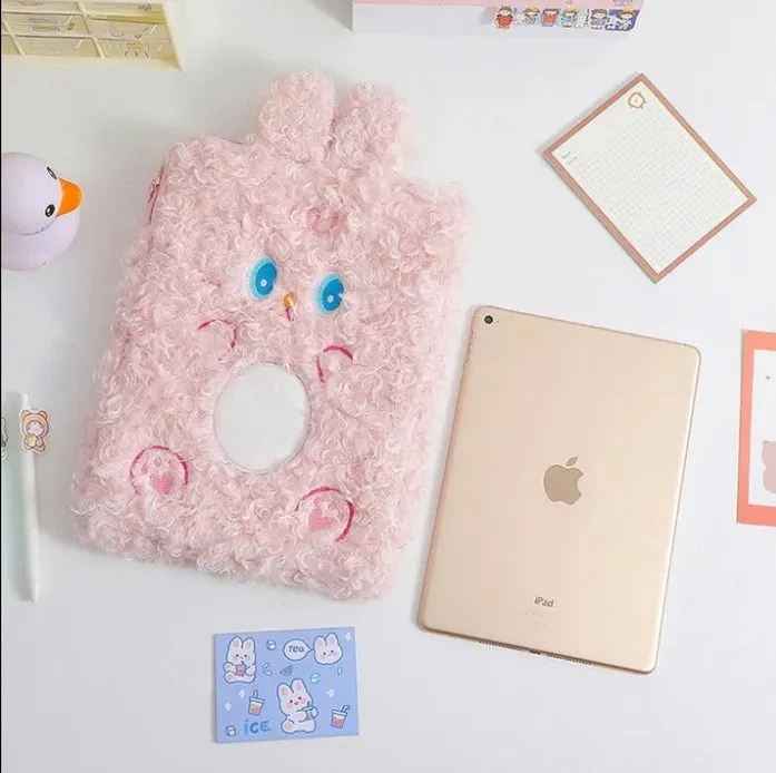 Cute Rabbit Plush Tablet Pouch