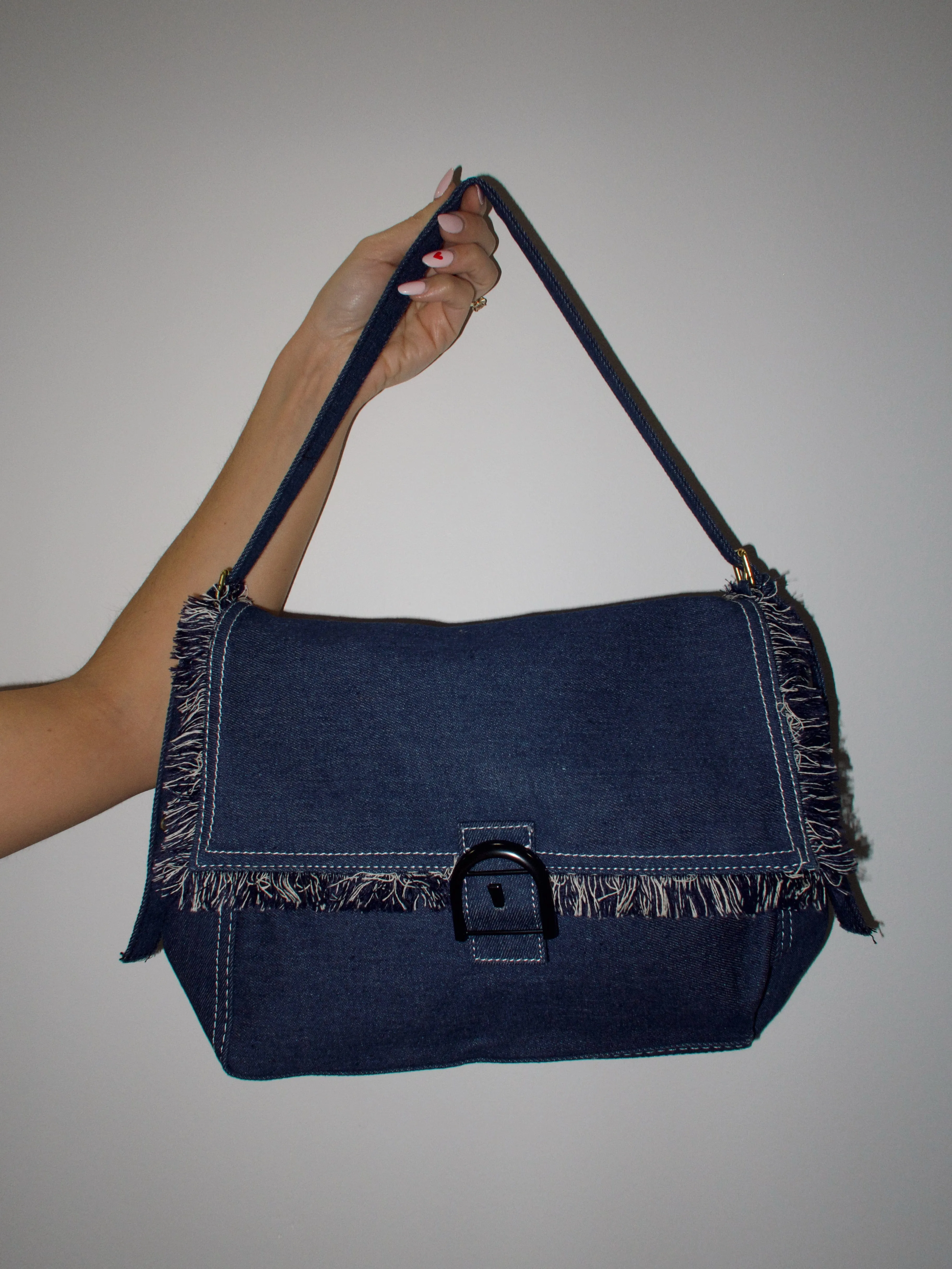 Denim Tassel Shoulder Bag