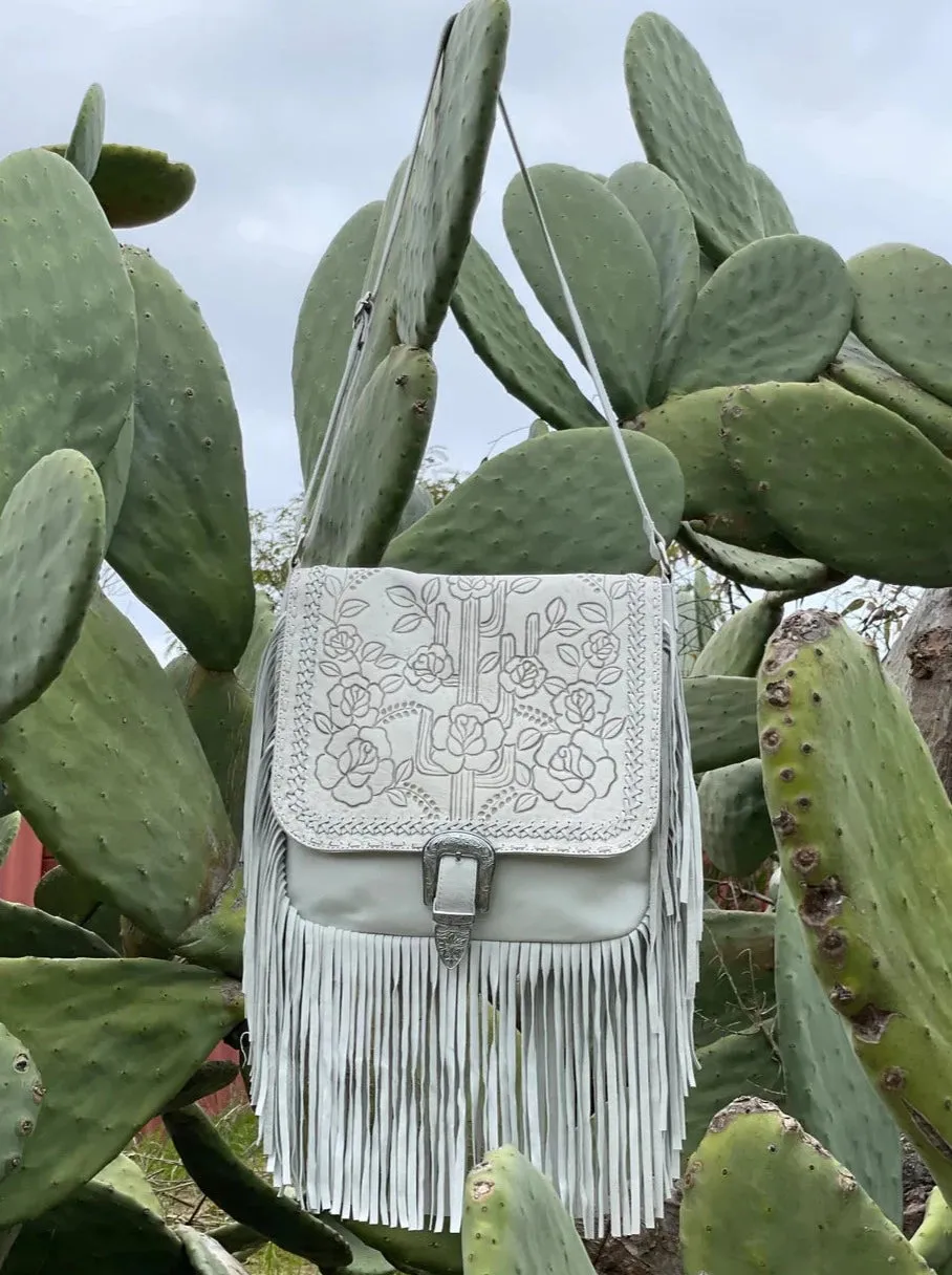 DESERT ROSE FRINGE BAG VINTAGE WHITE