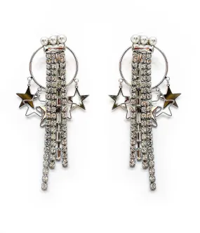 DETACHABLE STARY CRYSTAL FRINGE DROP STAR EARRINGS