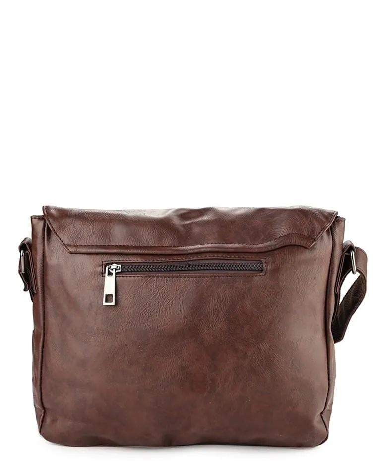 Distressed Leather EDC Medium Messenger Bag - Dark Brown