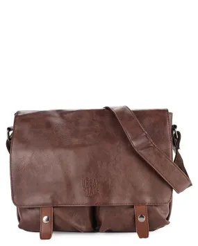 Distressed Leather EDC Medium Messenger Bag - Dark Brown