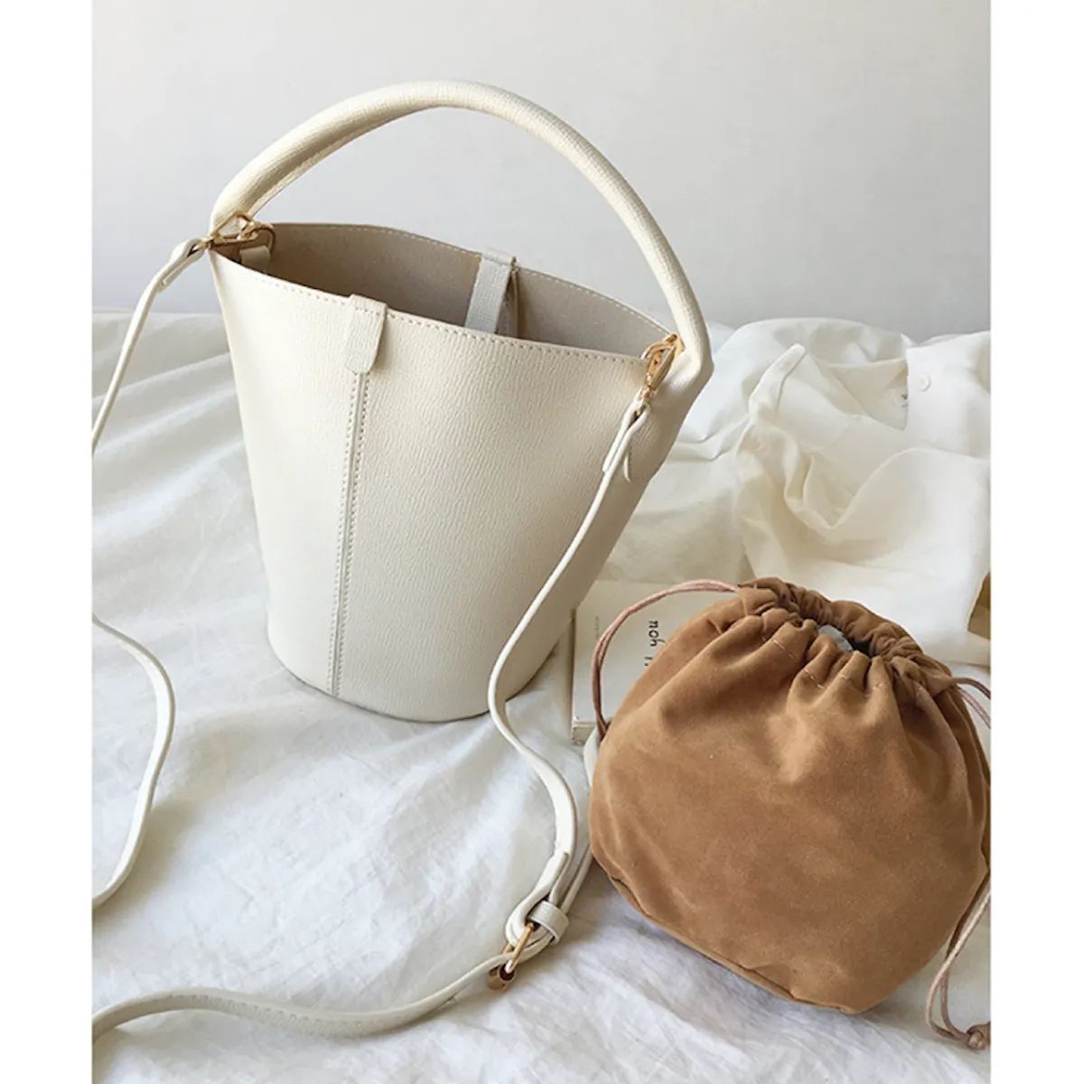 Elena Handbags Chic Leather Bucket Bag