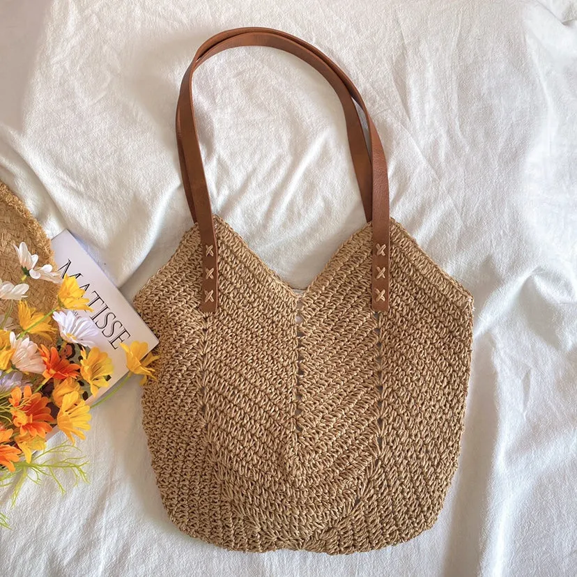 Elena Handbags Retro Straw Woven Tote Bag