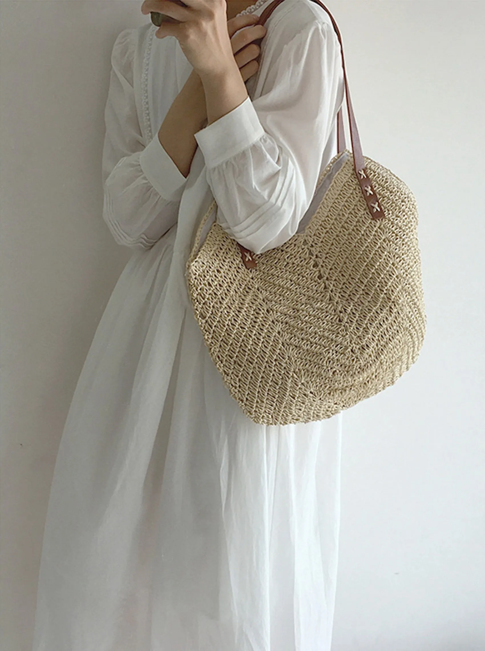 Elena Handbags Retro Straw Woven Tote Bag