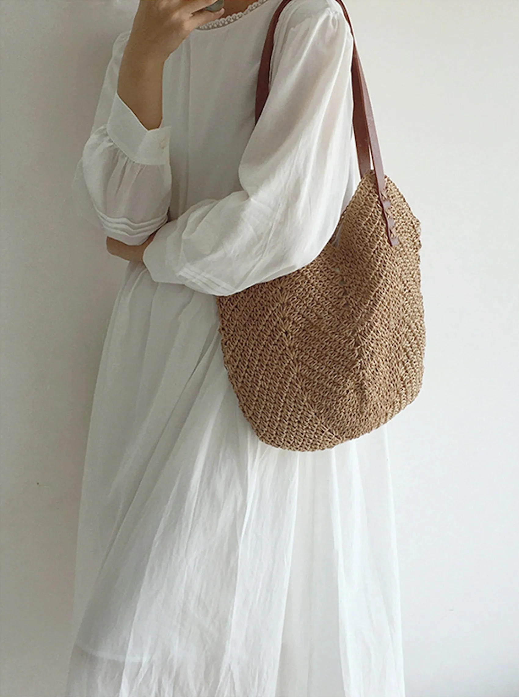 Elena Handbags Retro Straw Woven Tote Bag