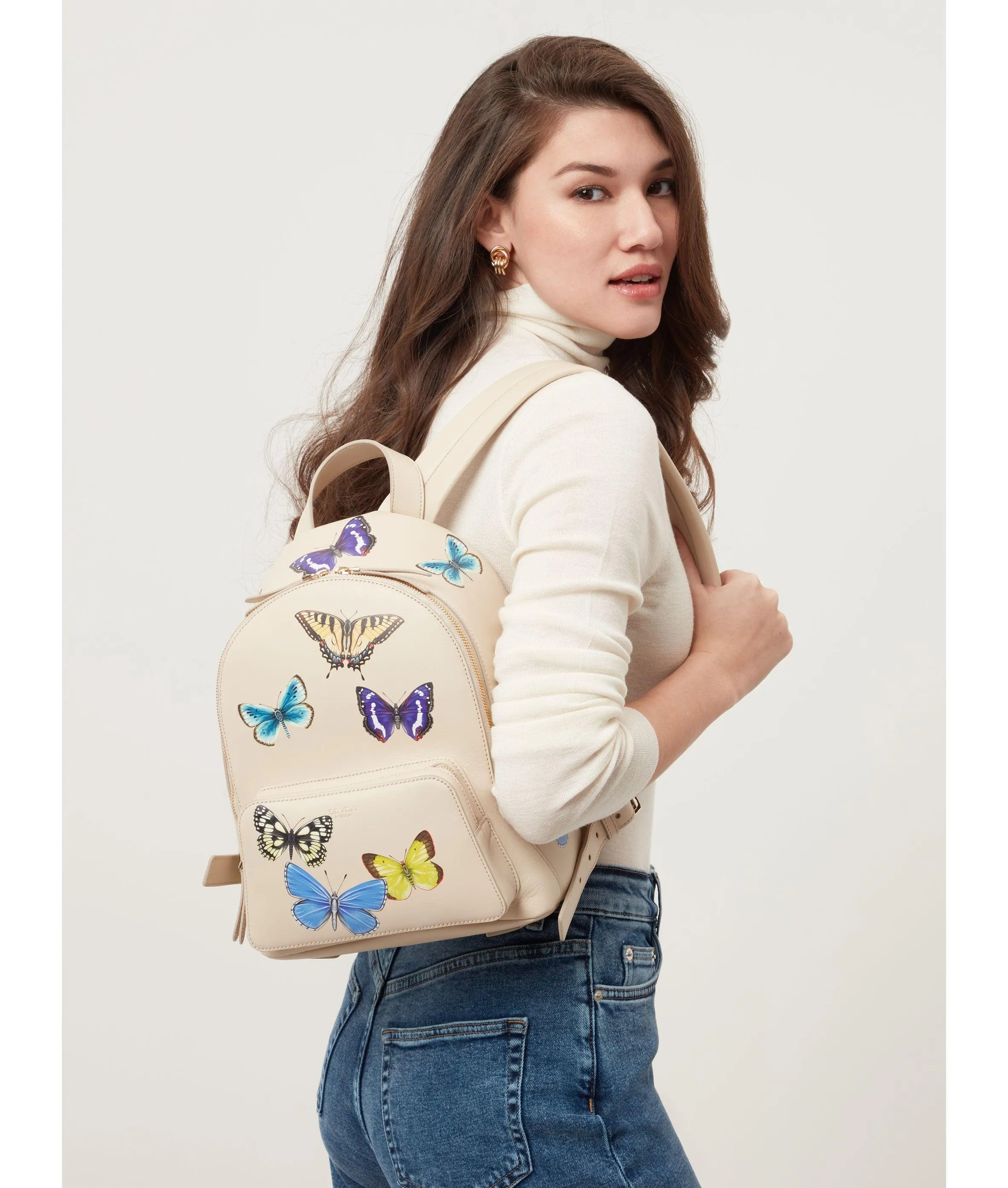 Emma Backpack Ivory Butterflies