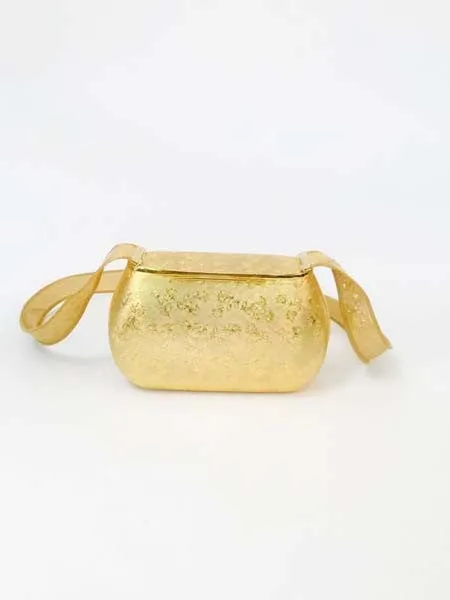 Excellent 1970s Rosenfeld Gold Floral Evening Purse