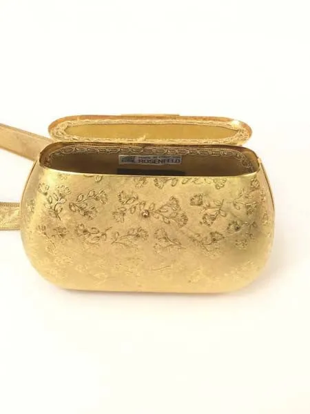 Excellent 1970s Rosenfeld Gold Floral Evening Purse