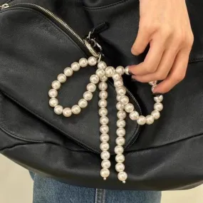 Fashion Pearl Bowknot Keychain Pendant